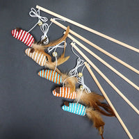 Interactive Cat Teaser Cute Wood Cat Stick Pet Toy for Cat