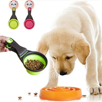 Folded Dog Cat Feeders  Food Scoop Sealing Clipper Food Storage Pet Cat and dog